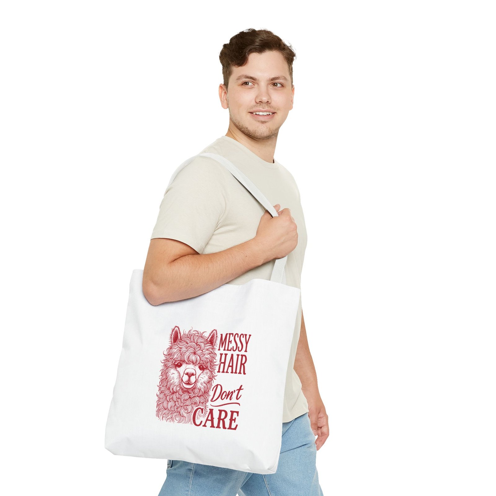 Cute Red Llama with Messy Hair Illustration - Tote Bag - Image 11