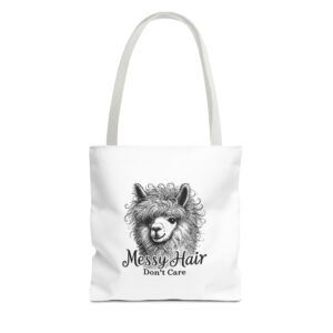 Messy Hair Don’t Care Black Llama Funny Graphic - Tote Bag