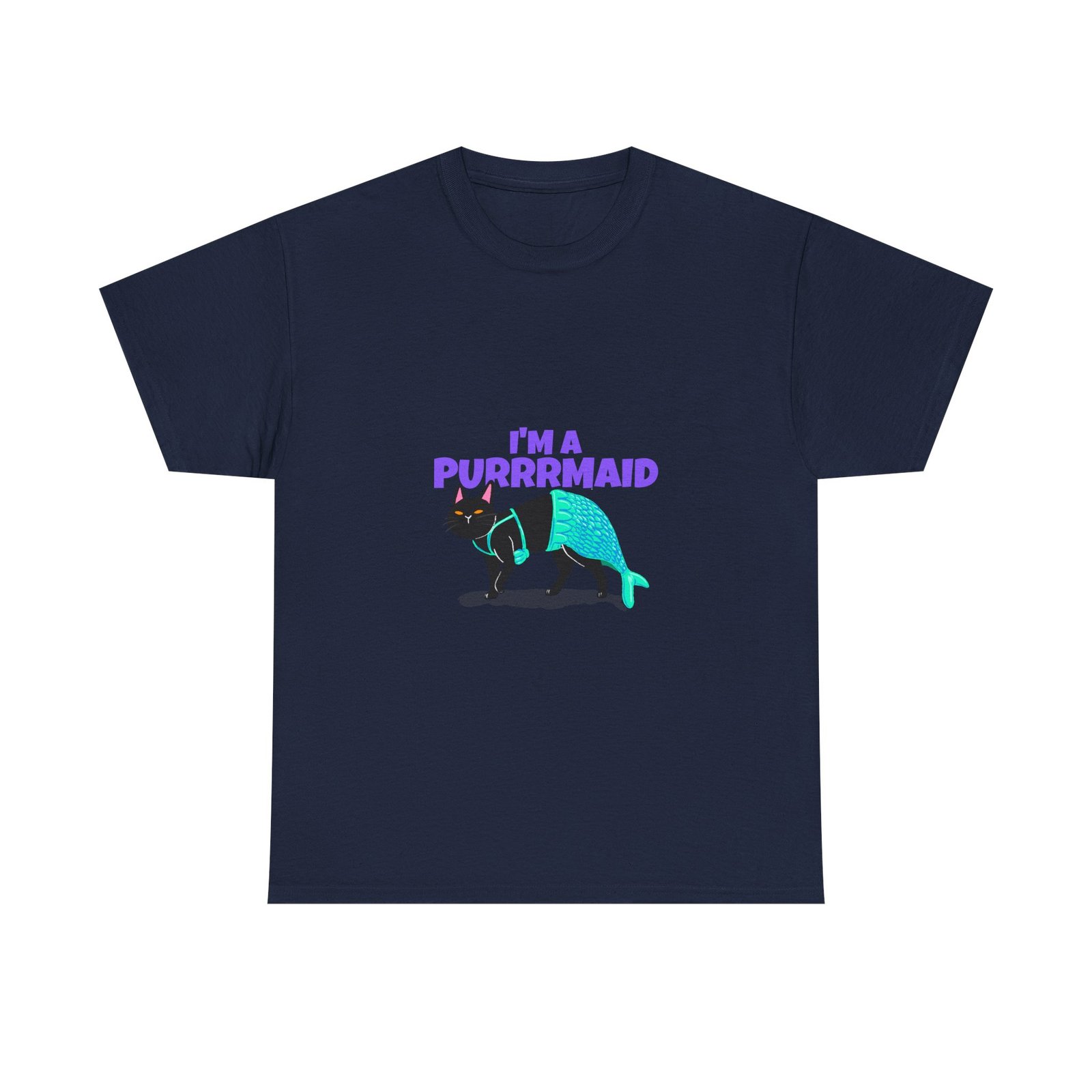 Funny Im A Purrmaid Cat Cartoon Mermaid Design - T-shirt - Image 9