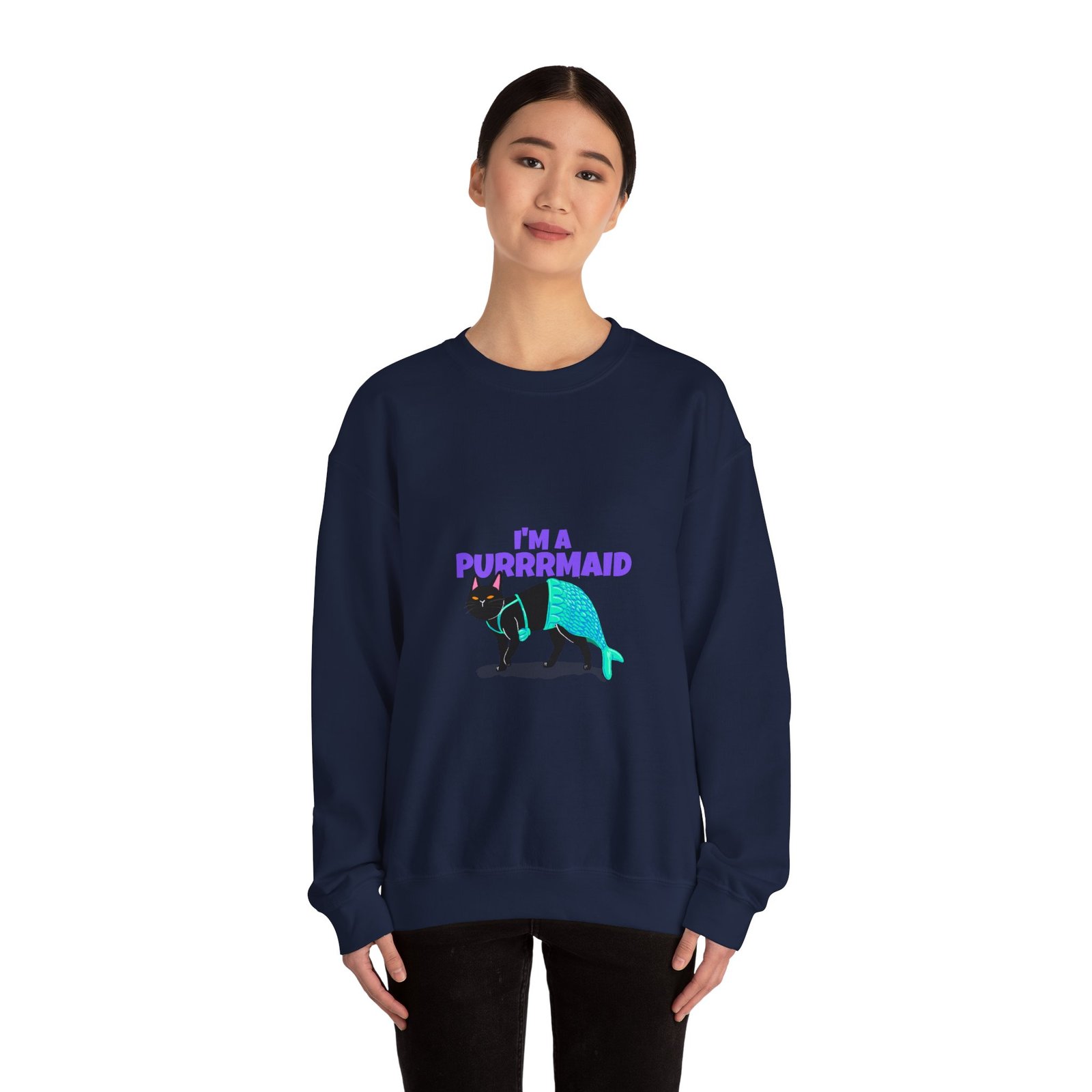 Funny Im A Purrmaid Cat Cartoon Mermaid Design - Sweatshirt - Image 12