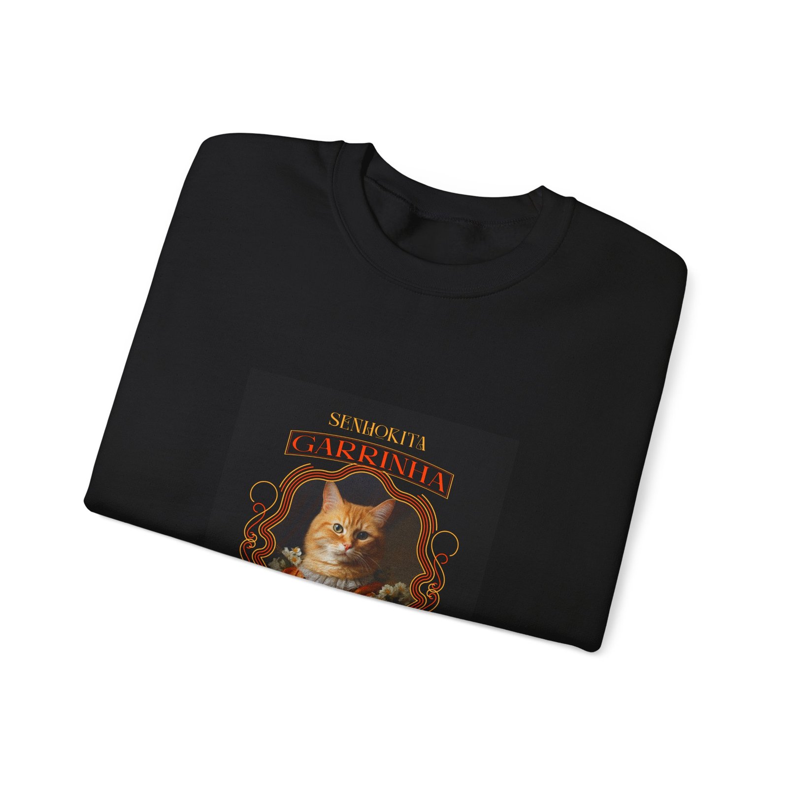 Garrinha Cat Regal Pose with Elegant Crown Illustration - Sweatshirt - Image 3