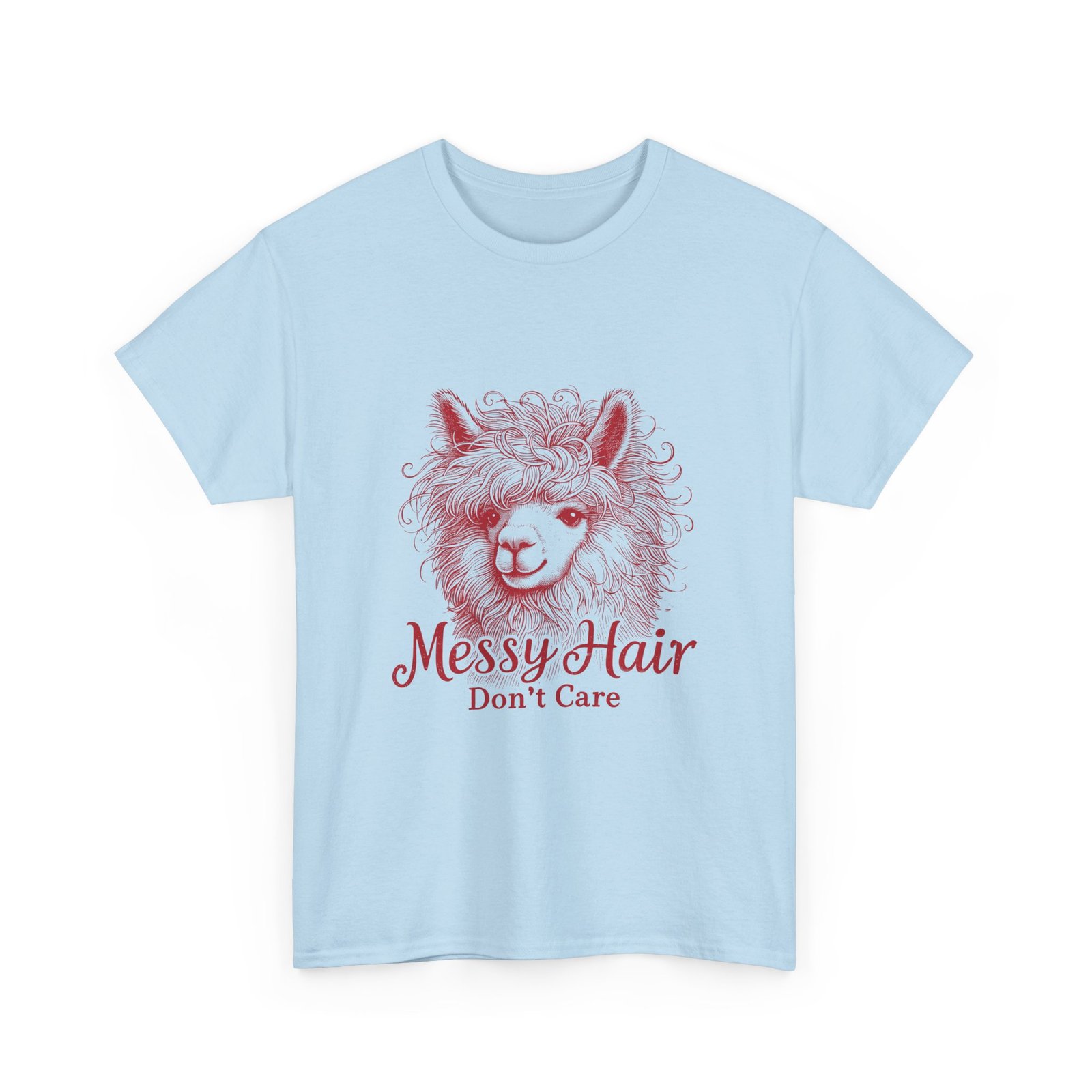 Messy Hair Don’t Care Red Llama Funny Cartoon Design - T-shirt - Image 11