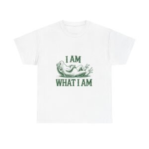 I Am What I Am Green Frog Cartoon Illustration - T-shirt