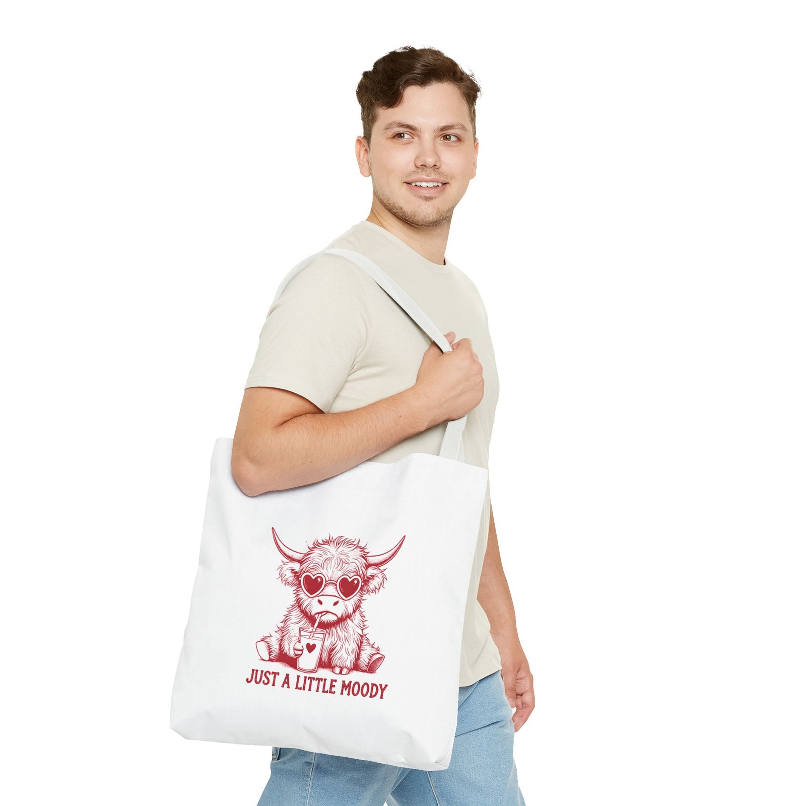 Just a Little Moody Red Cow Funny Cartoon Illustration - Tote Bag - Image 11