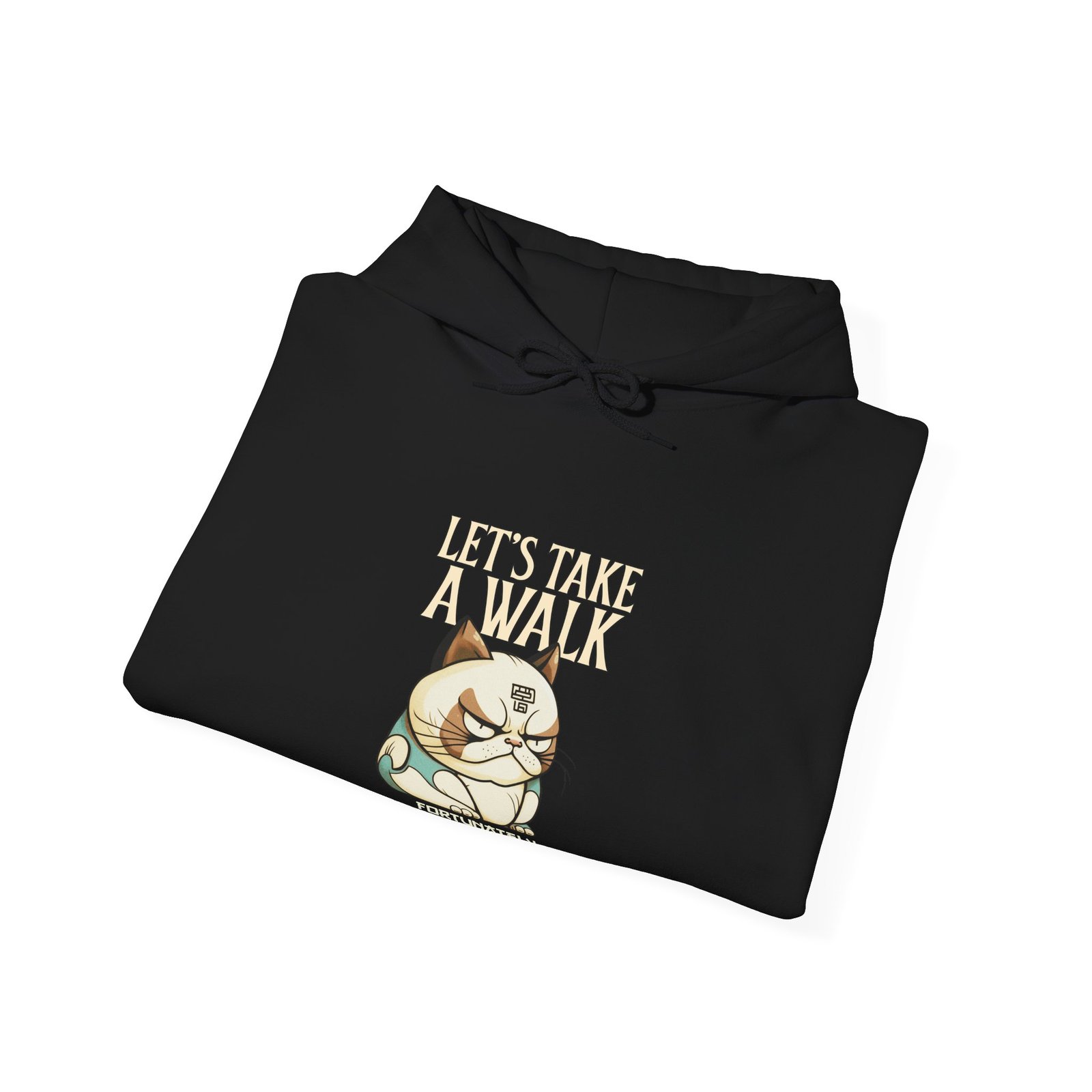 Grumpy Cat Illustration with Let’s Take a Walk Quote - Hoodie - Image 4