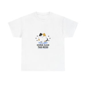 Hooman Clean This Mess Cat Funny Humorous Pet Illustration - T-shirt