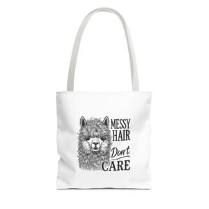 Messy Hair Don’t Care Black Llama Illustration - Tote Bag