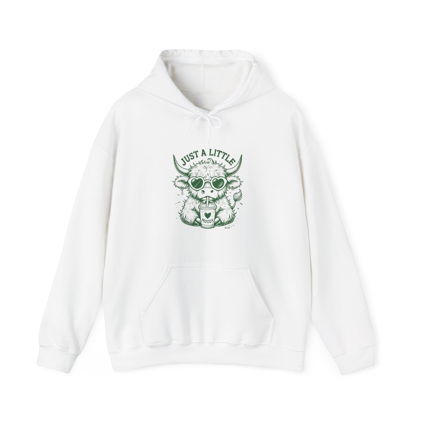 Just a Little Moody Green Cow Wearing Sunglasses Illustration - Hoodie