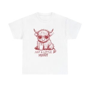 Just a Little Moody Red Cow Drinking Milk Cartoon - T-shirt