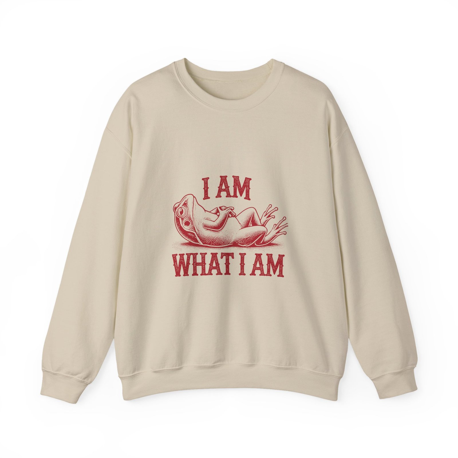 I Am What I Am Red Frog Illustration Bold Statement Design - Sweatshirt - Image 5