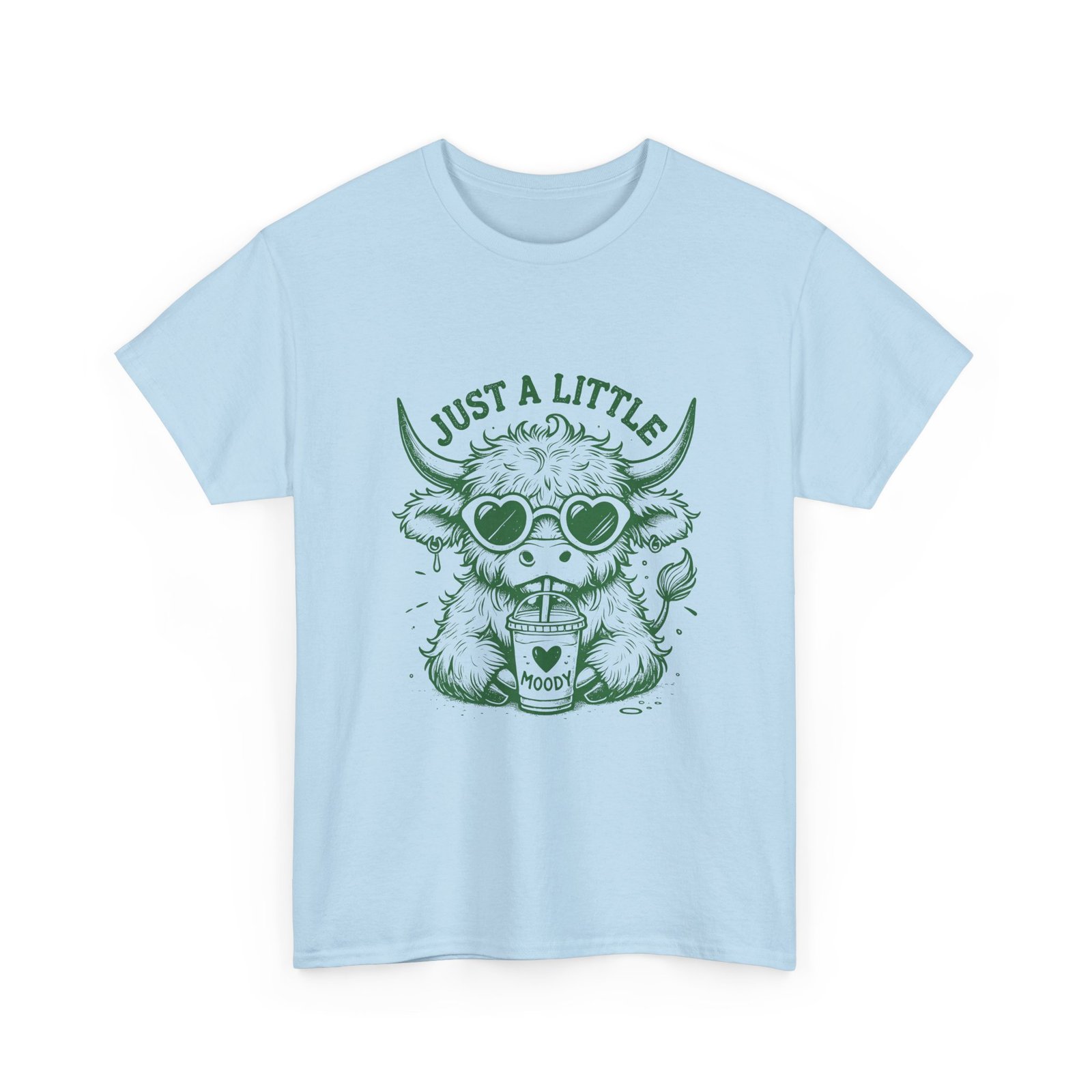 Just a Little Moody Green Cow Wearing Sunglasses Illustration - T-shirt - Image 11