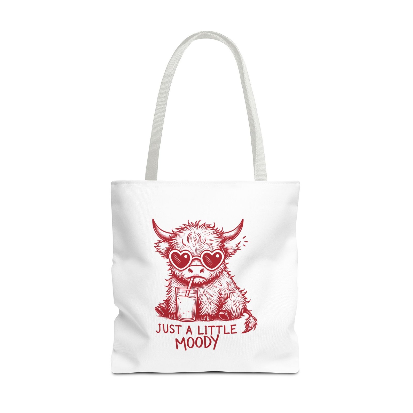 Just a Little Moody Red Cow Drinking Milk Cartoon - Tote Bag - Image 9