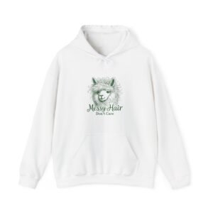 Messy Hair Don’t Care Green Llama Funny Cartoon Design - Hoodie