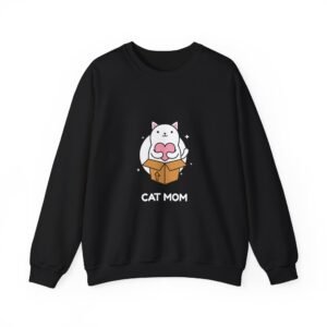 Cute Cat Mom Illustration with Cat in a Box Design - Sweatshirt
