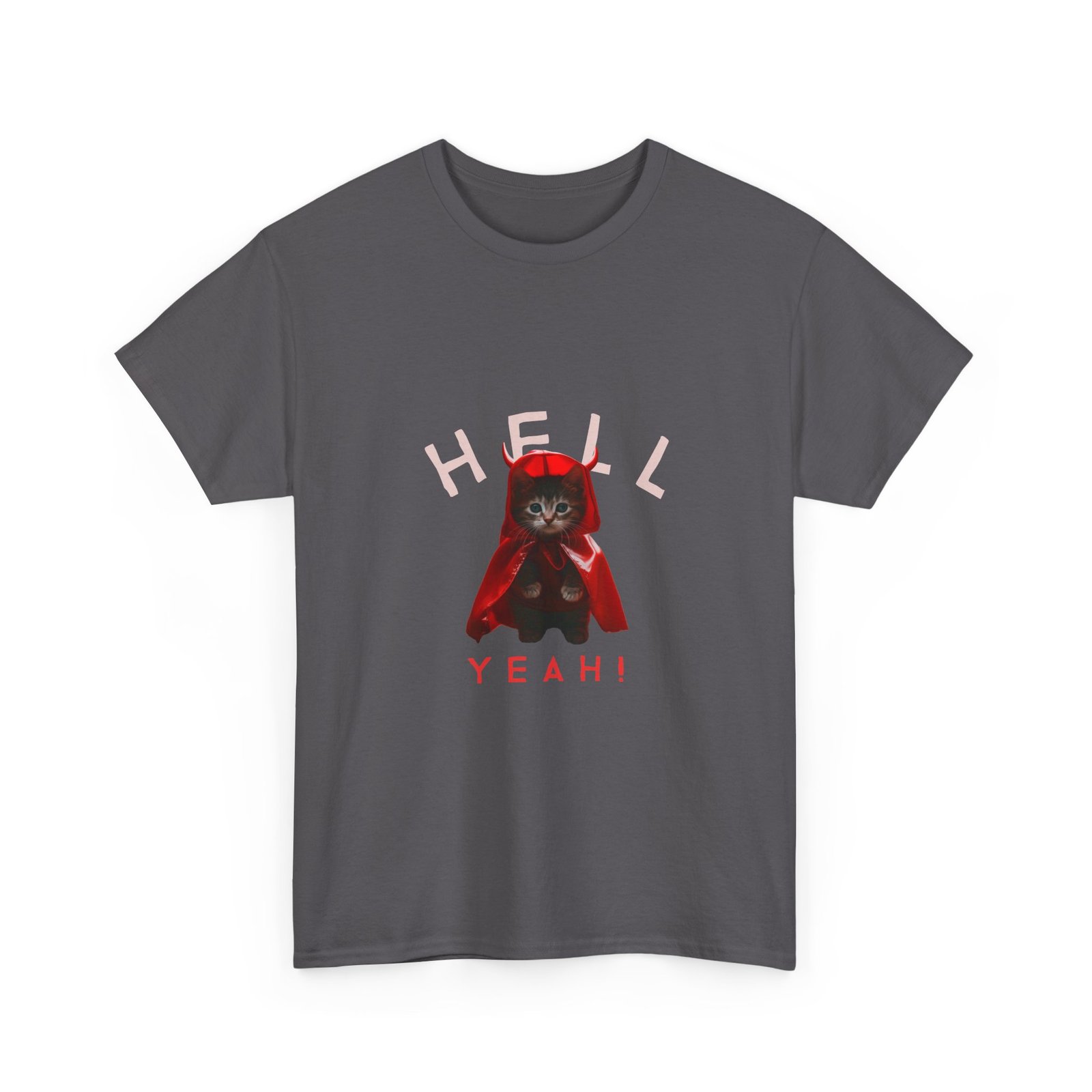 Hell Yeah! Devilish Cat Graphic with Bold Attitude - T-shirt - Image 7