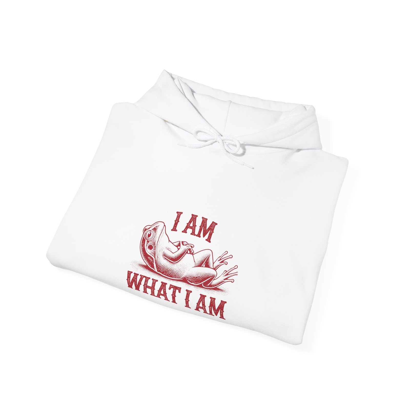 I Am What I Am Red Frog Illustration Bold Statement Design - Hoodie - Image 4