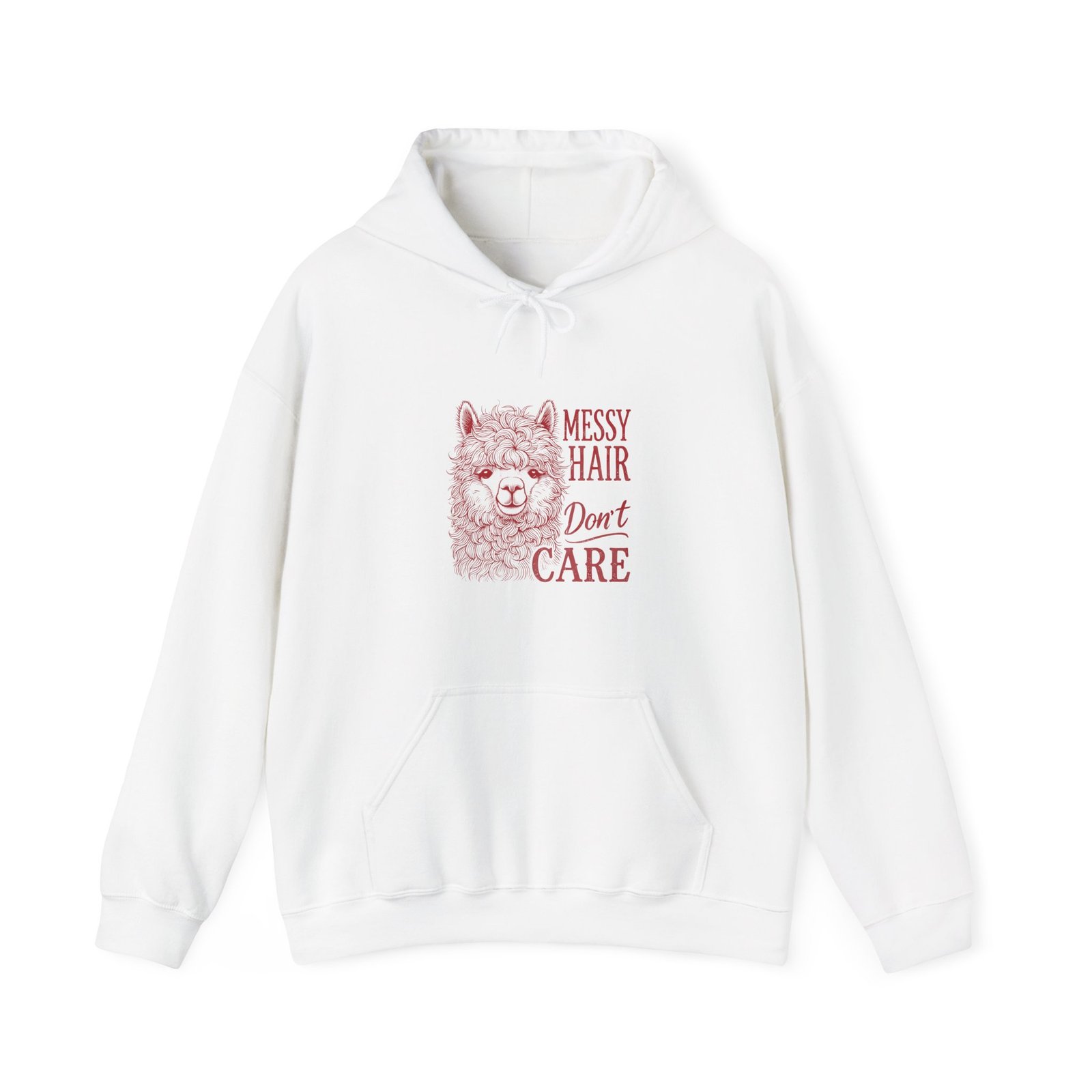 Cute Red Llama with Messy Hair Illustration - Hoodie