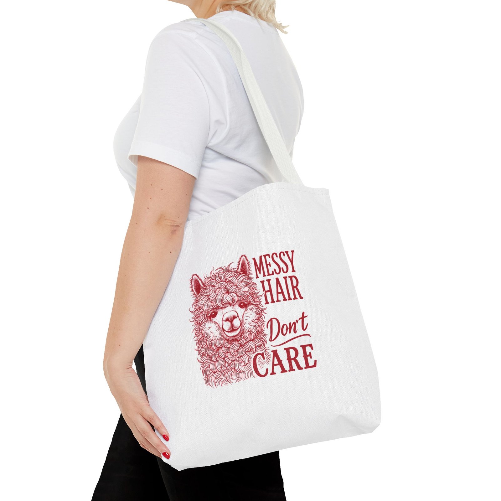 Cute Red Llama with Messy Hair Illustration - Tote Bag - Image 8