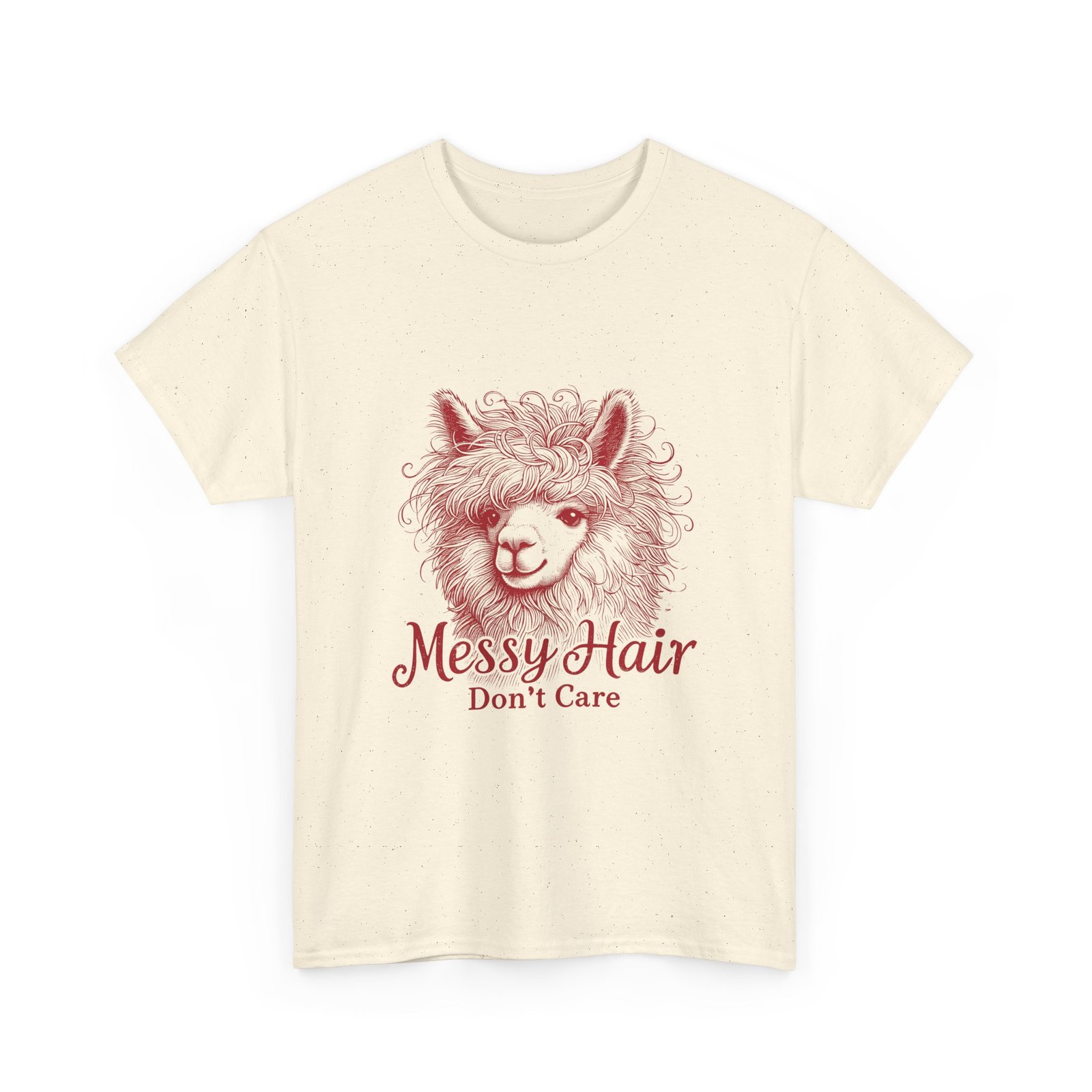 Messy Hair Don’t Care Red Llama Funny Cartoon Design - T-shirt - Image 7
