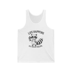 Life Happens Ice Cream Helps Black Raccoon Graphic Design - Tank Top