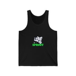 Whimsical Sprout Cow Illustration in Fresh Green Tones - Tank Top