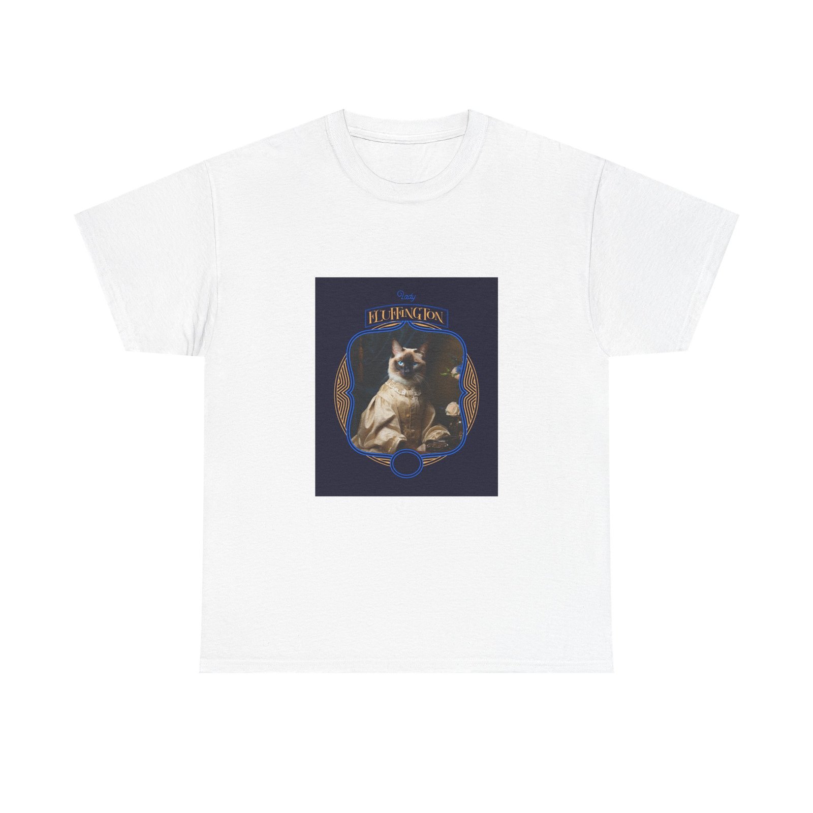 Lady Fluffington Cat Humorous Vintage Style Illustration - T-shirt