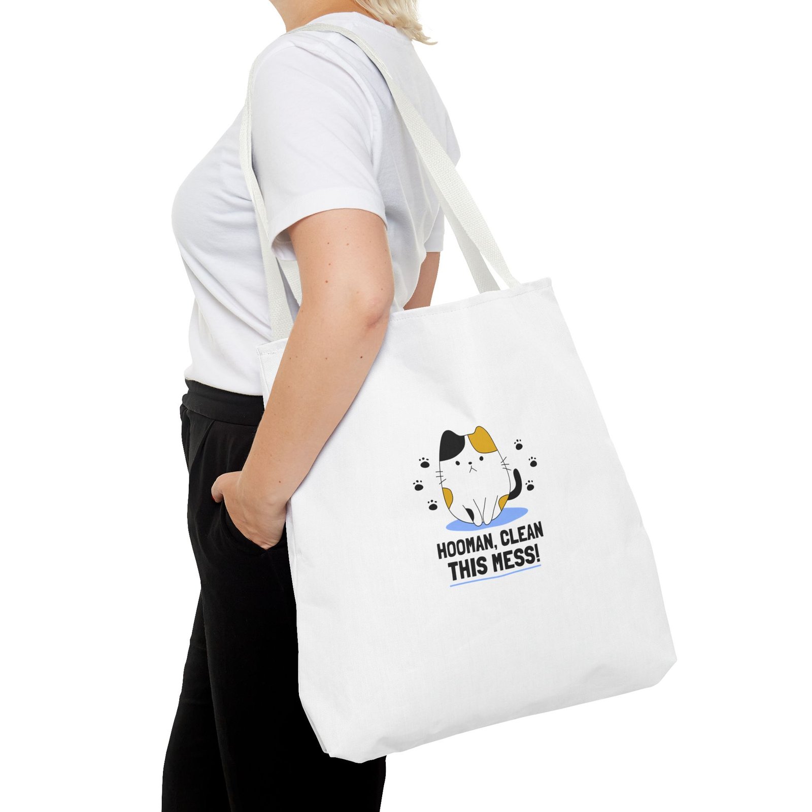 Hooman Clean This Mess Cat Funny Humorous Pet Illustration - Tote Bag - Image 12
