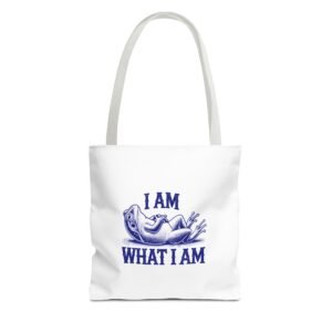 I Am What I Am Blue Frog Inspirational Graphic - Tote Bag