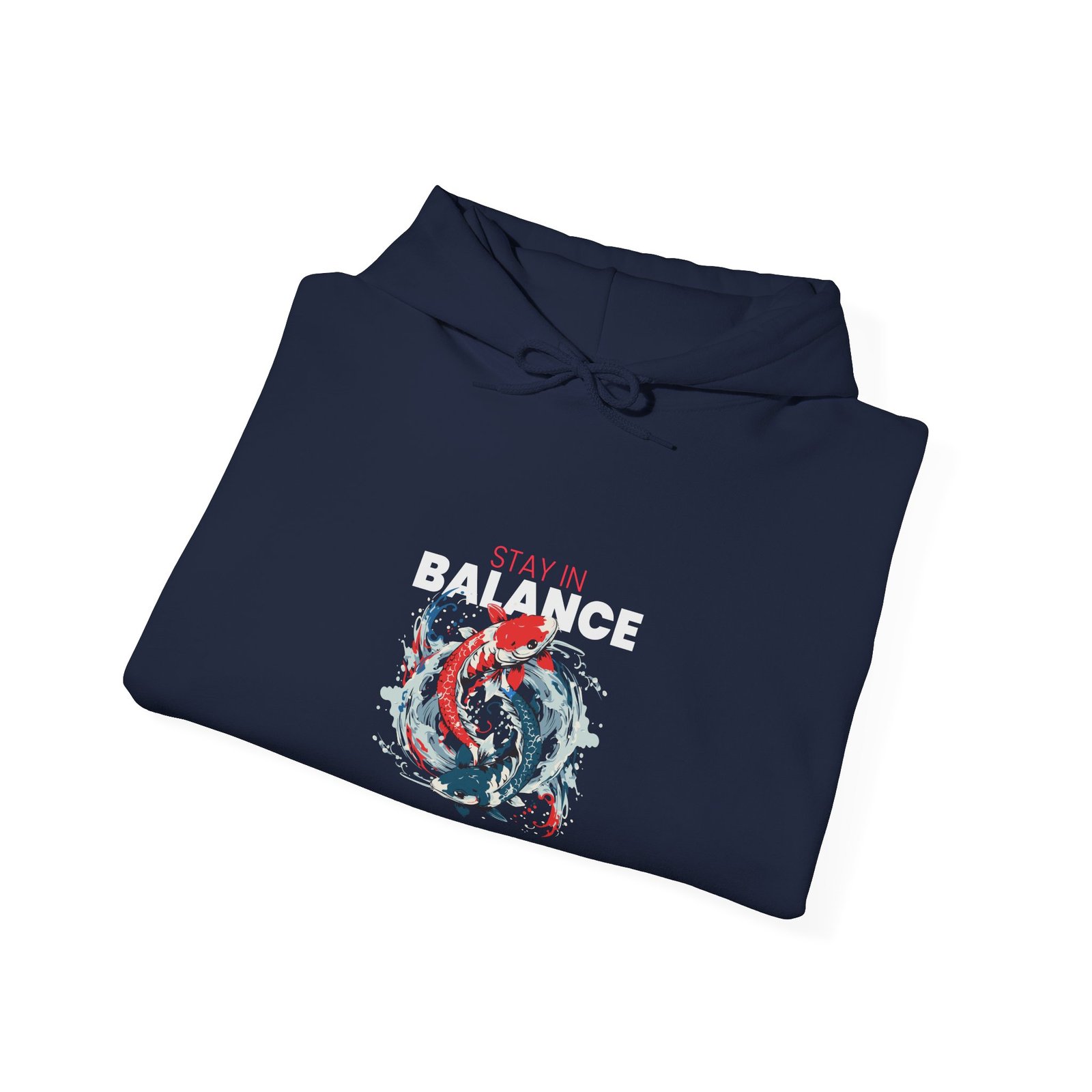 Stay in Balance Koi Fish Yin Yang Symbol Artistic Design - Hoodie - Image 12