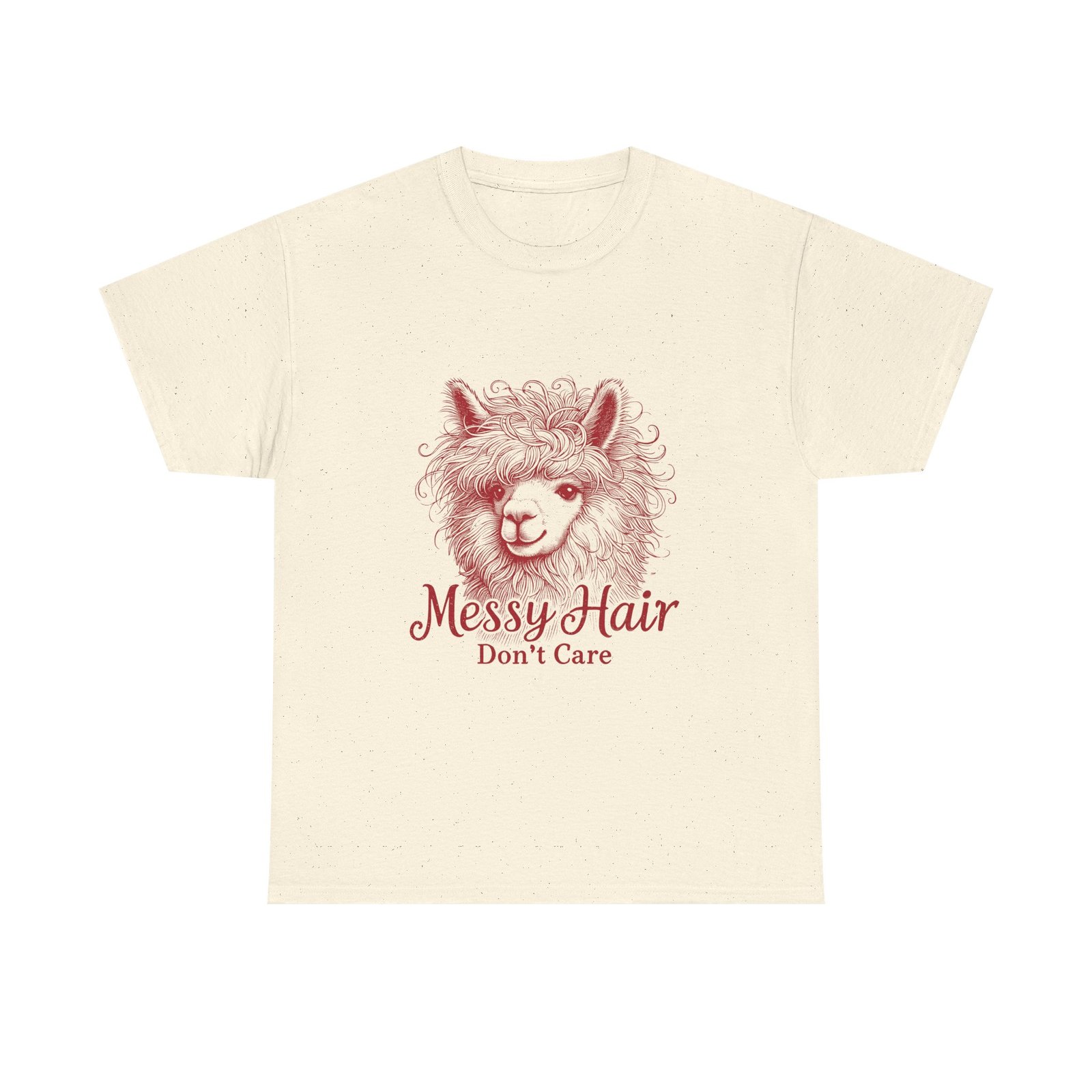 Messy Hair Don’t Care Red Llama Funny Cartoon Design - T-shirt - Image 5