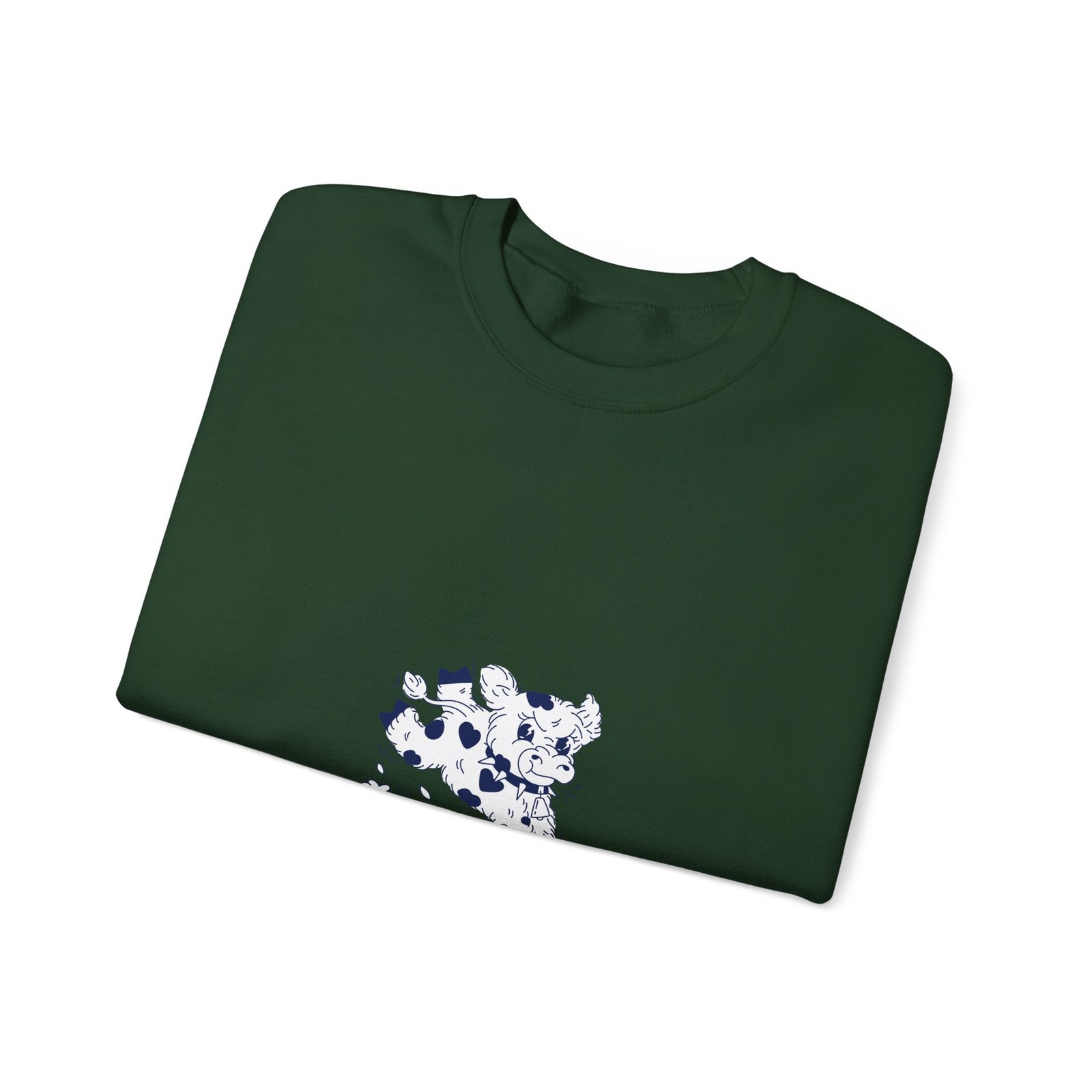 Whimsical Sprout Cow Illustration in Fresh Green Tones - Sweatshirt - Image 7