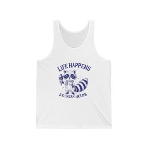 Life Happens Ice Cream Helps Blue Raccoon Design - Tank Top