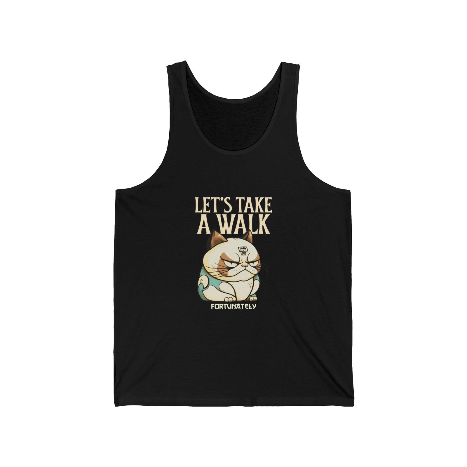 Grumpy Cat Illustration with Let’s Take a Walk Quote - Tank Top