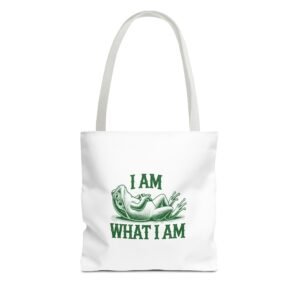 I Am What I Am Green Frog Cartoon Illustration - Tote Bag