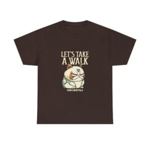Grumpy Cat Illustration with Let’s Take a Walk Quote - T-shirt