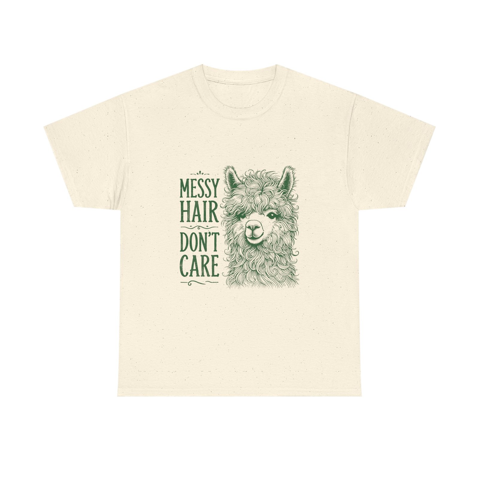 Messy Hair Don’t Care Cute Green Llama Face Illustration - T-shirt - Image 5