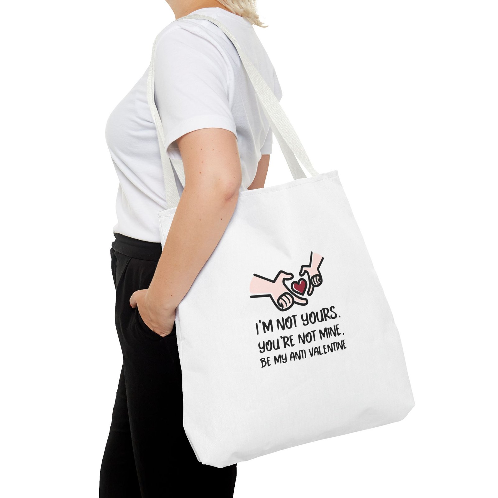 Edgy Anti Valentine Design with Bold Hands and Rebellious Text - Tote Bag - Image 12