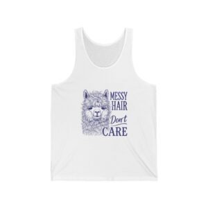 Playful Blue Llama with Messy Hair Illustration - Tank Top