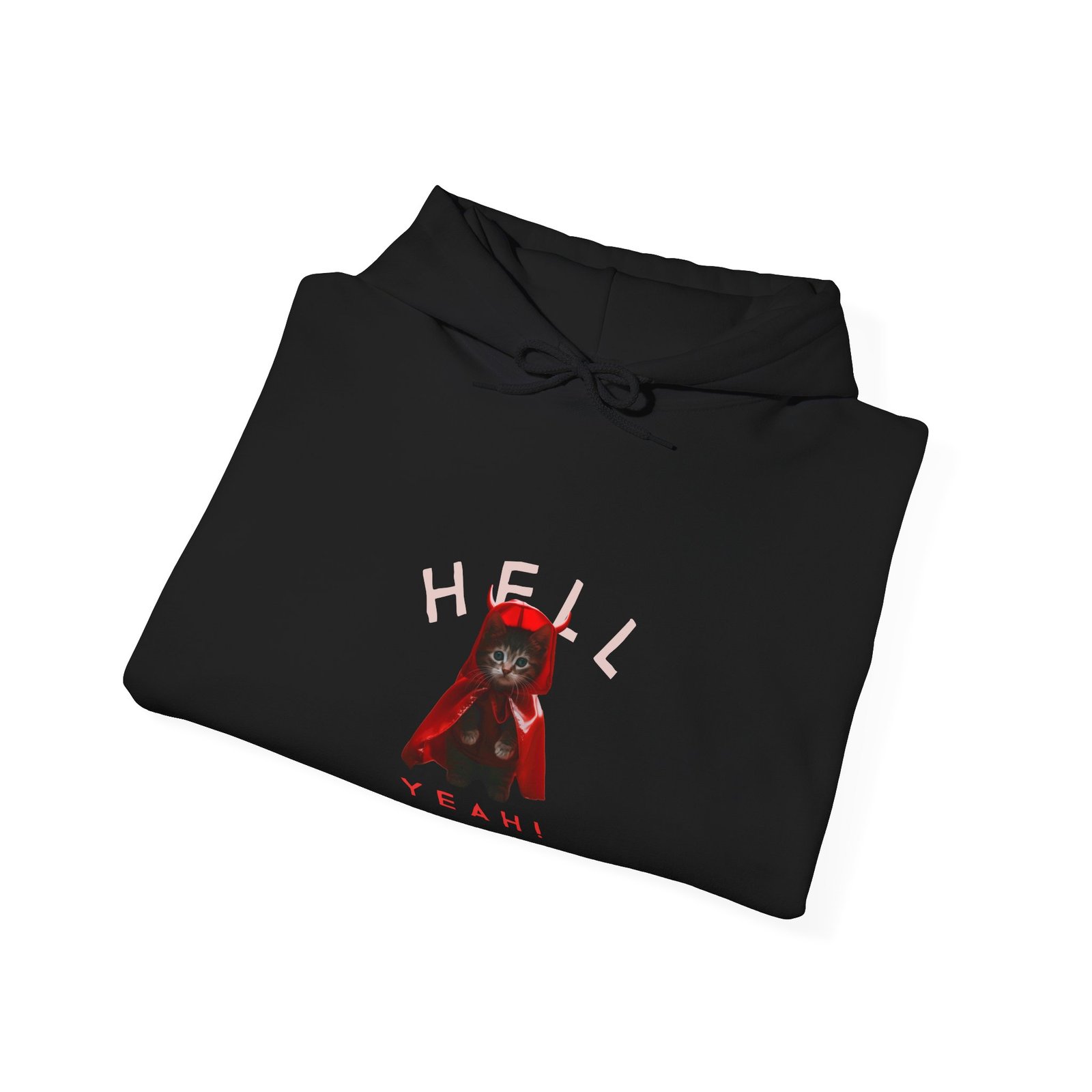 Hell Yeah! Devilish Cat with Fiery Attitude Design - Hoodie - Image 4