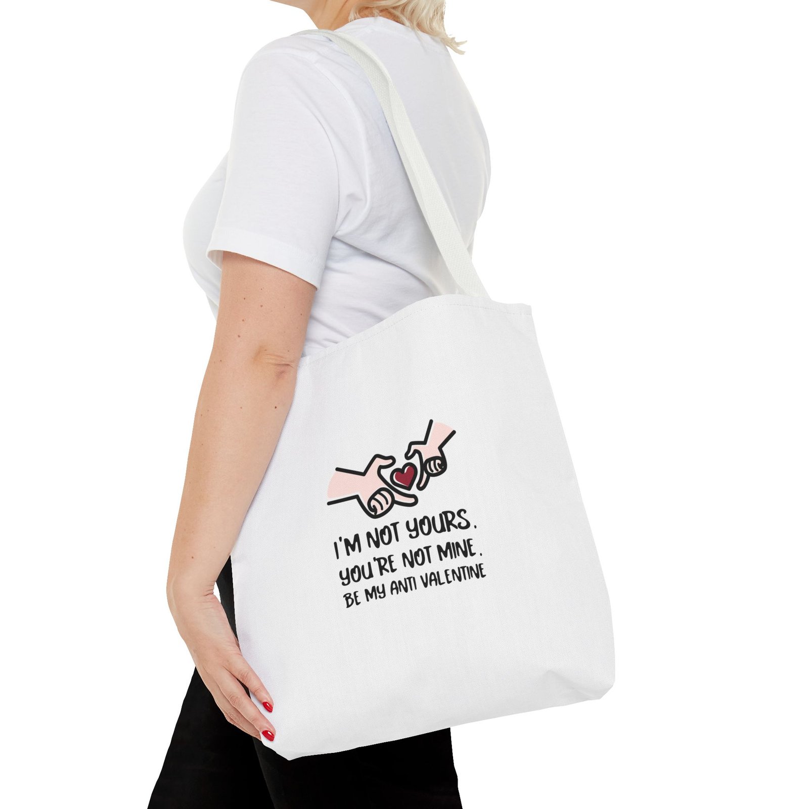 Edgy Anti Valentine Design with Bold Hands and Rebellious Text - Tote Bag - Image 8