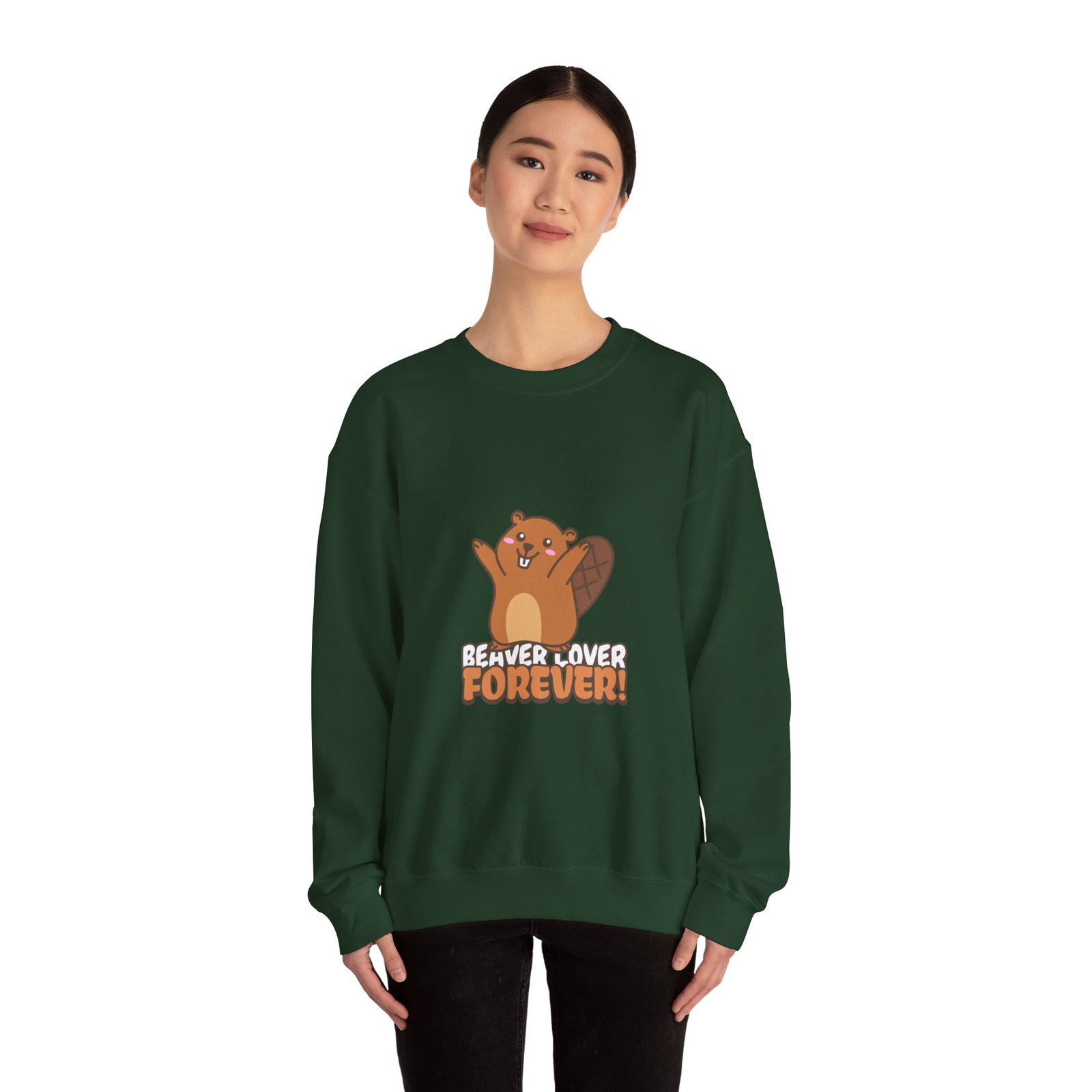 Beaver Lover Forever Happy Cute Wildlife Animal Graphic - Sweatshirt - Image 8