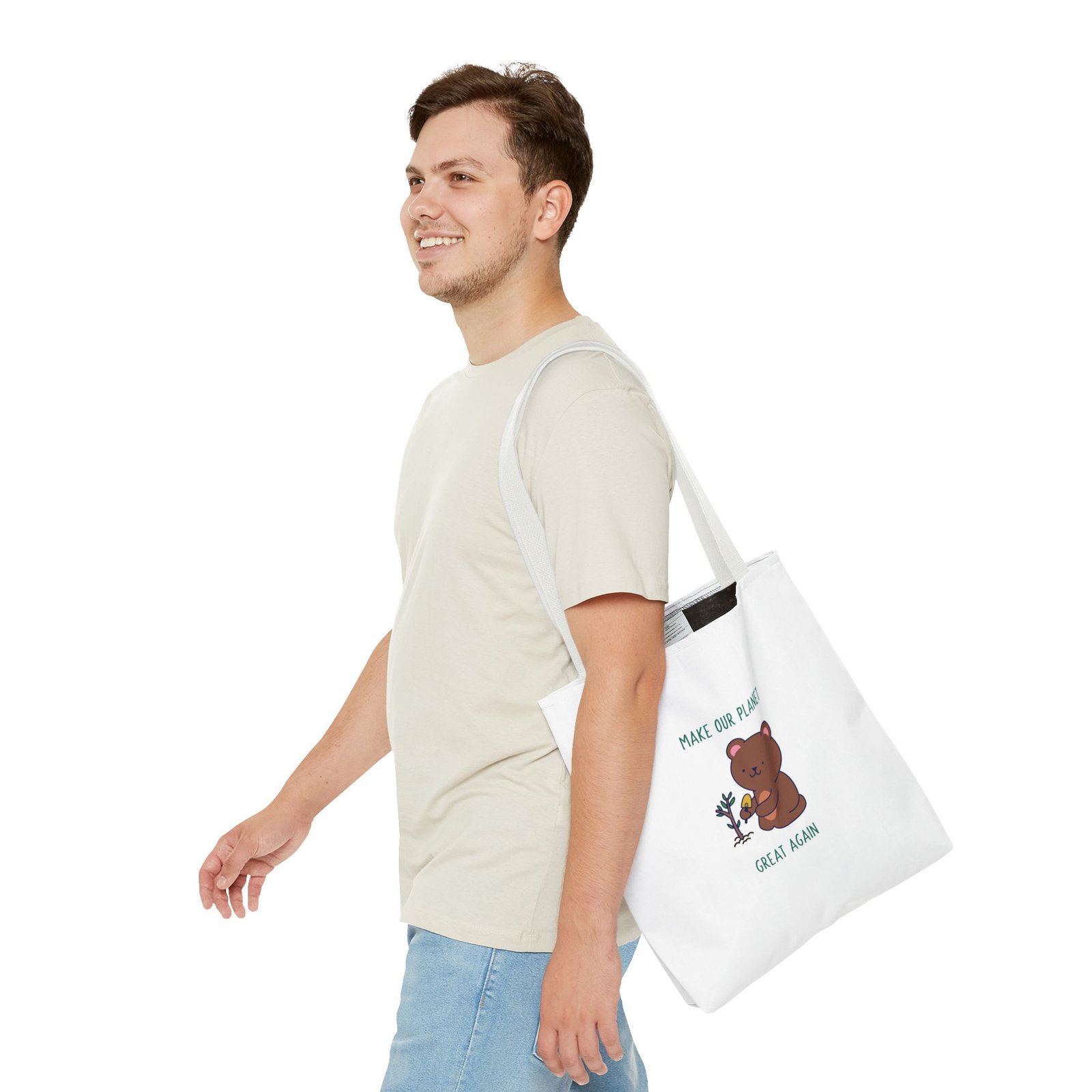 Make Our Planet Great Again Caring Bear Environmental Design - Tote Bag - Image 7