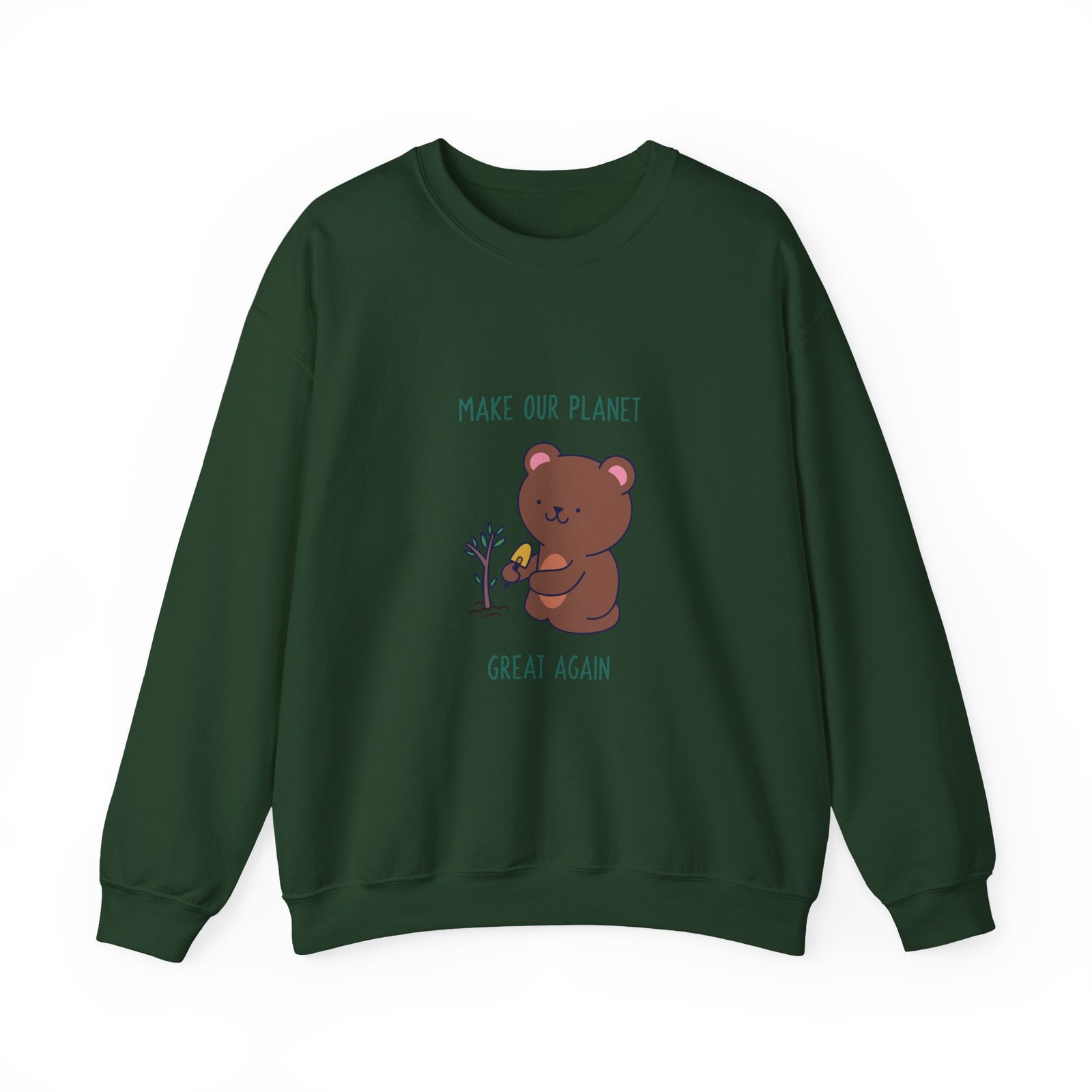 Make Our Planet Great Again Caring Bear Environmental Design - Sweatshirt - Image 5