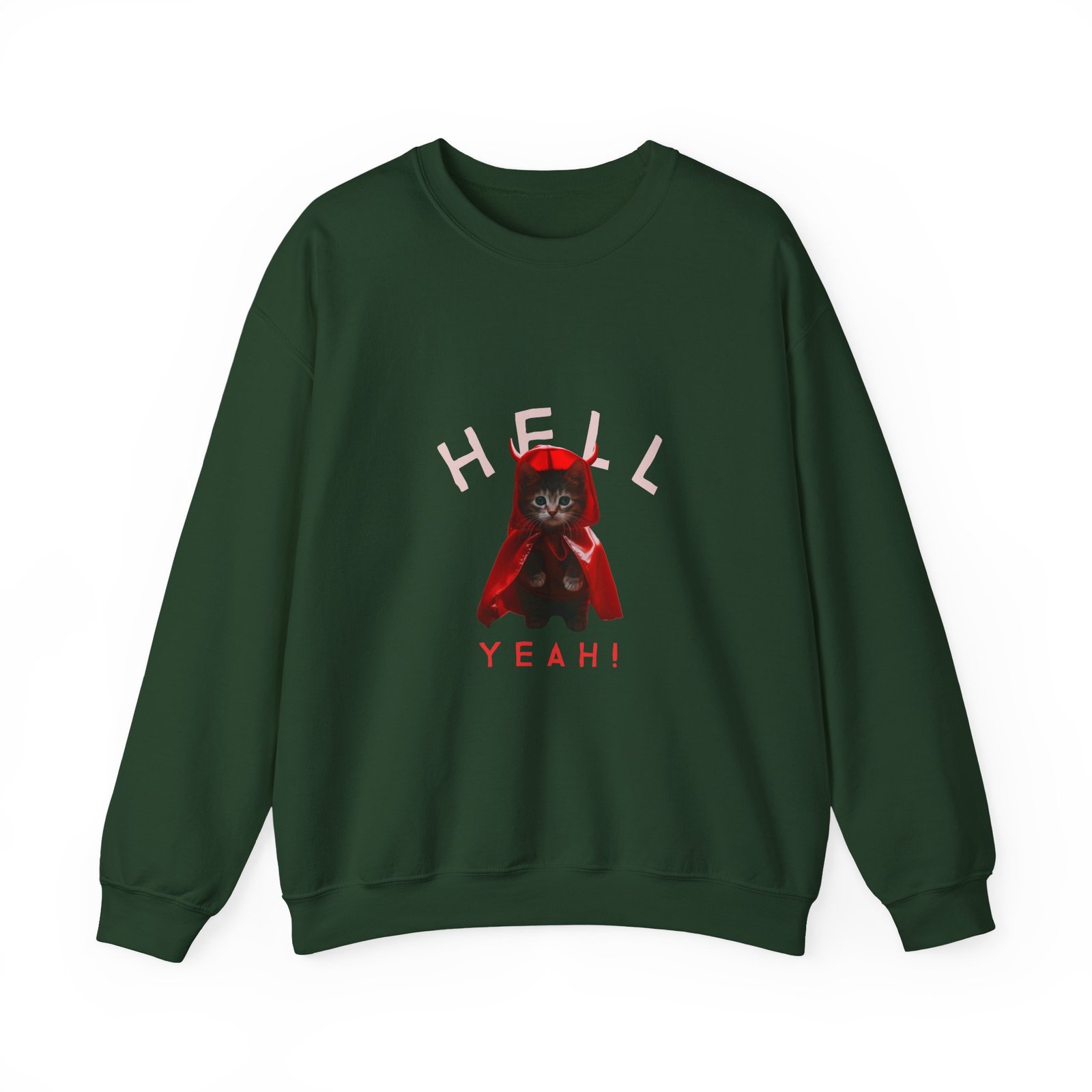 Hell Yeah! Devilish Cat Graphic with Bold Attitude - Sweatshirt - Image 5