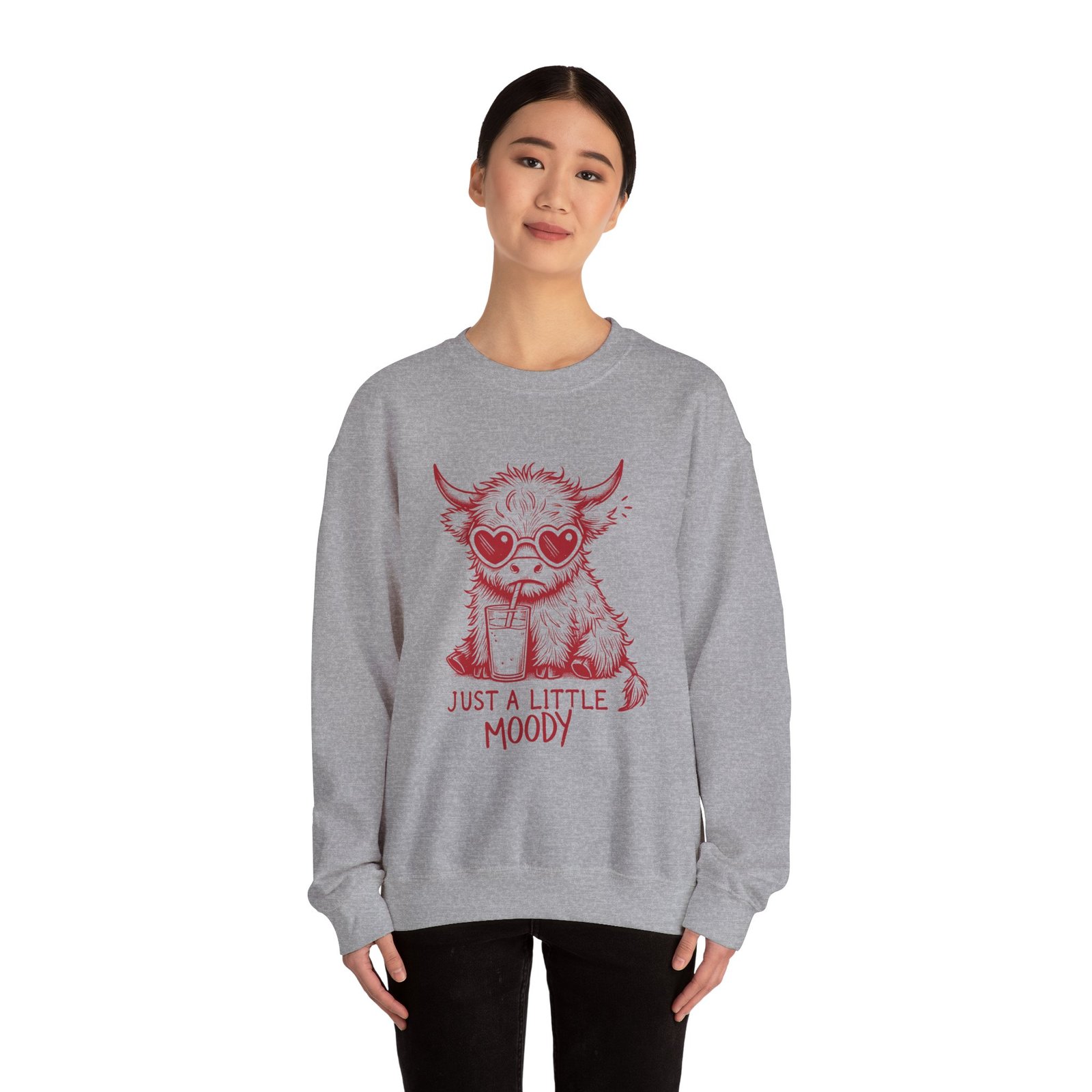 Just a Little Moody Red Cow Drinking Milk Cartoon - Sweatshirt - Image 12