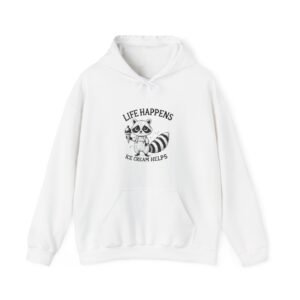 Life Happens Ice Cream Helps Black Raccoon Graphic Design - Hoodie