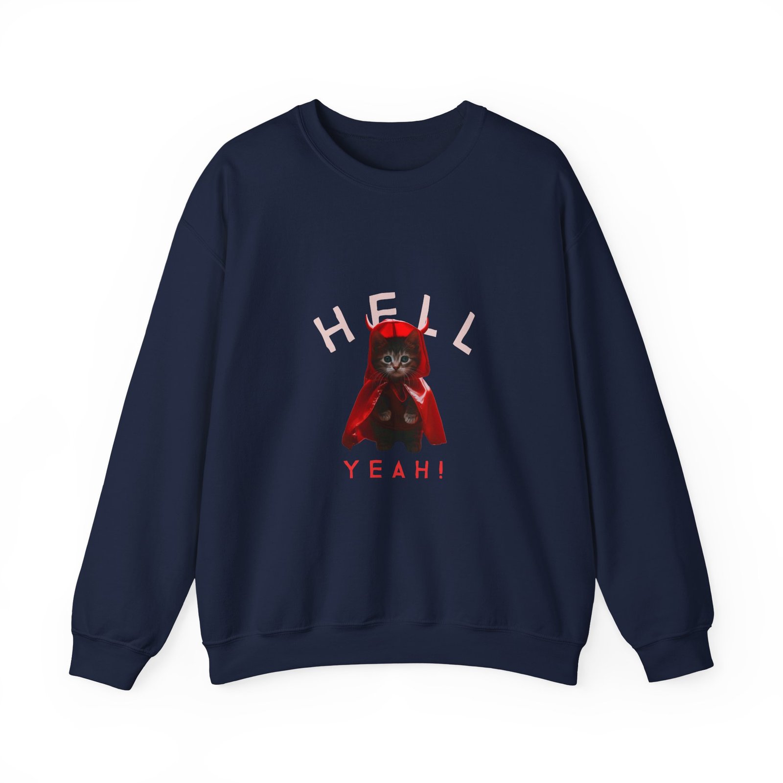 Hell Yeah! Devilish Cat Graphic with Bold Attitude - Sweatshirt - Image 9