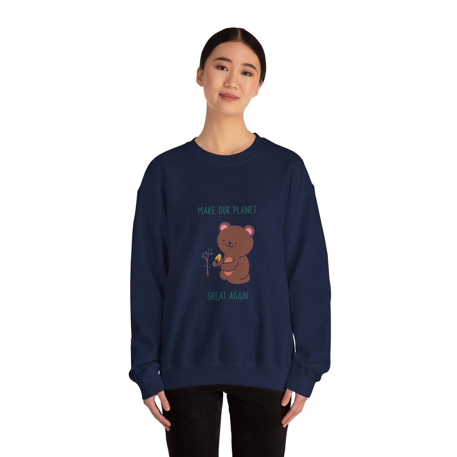 Make Our Planet Great Again Caring Bear Environmental Design - Sweatshirt - Image 12
