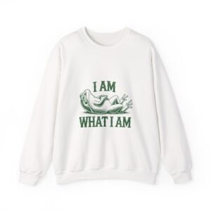 I Am What I Am Green Frog Cartoon Illustration - Sweatshirt