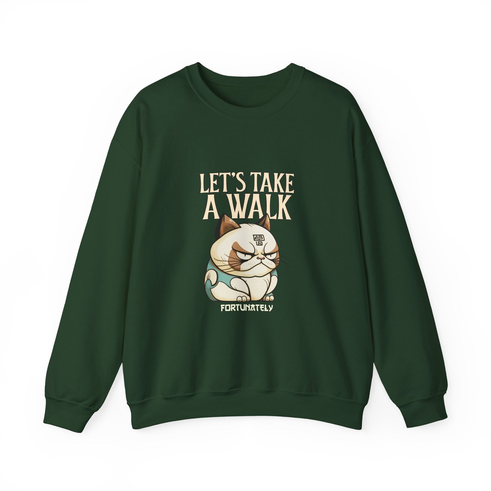 Grumpy Cat Illustration with Let’s Take a Walk Quote - Sweatshirt - Image 5